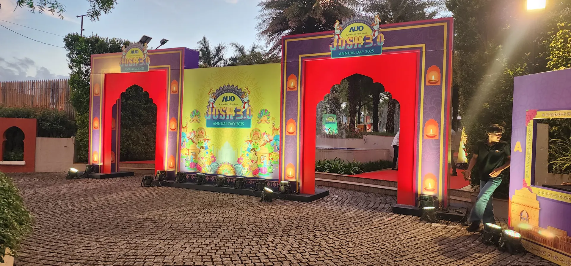 Branded entrance arches at a company annual day